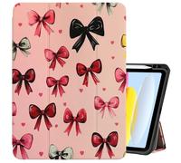 Cabreche Compatible with iPad (A16) 11th Generation 11 Inch 2025,10th Generation Case 2022,iPad 10.9 Inch Case Pencil Holder Soft Back Auto Sleep/Wake Cover Women Girls Cute-Pink Bowknot