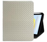 Cabreche Compatible with iPad (A16) 11th Generation 11 Inch 2025,10th Generation Case 2022,iPad 10.9 Inch Case Pencil Holder Soft Back Woven Leather Auto Sleep/Wake Cover Women Girls-Cream Grey
