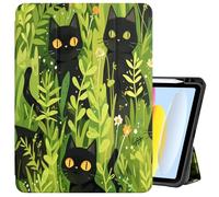 Cabreche Compatible with iPad (A16) 11th Generation 11 Inch 2025,10th Generation Case 2022,iPad 10.9 Inch Case Pencil Holder Soft Back Auto Sleep/Wake Cover Women Girls Cute-Grass Black Cat