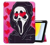 Cabreche Compatible with iPad (A16) 11th Generation 11 Inch 2025,10th Generation Case 2022,iPad 10.9 Inch Case Pencil Holder Soft Back Auto Sleep/Wake Cover Women Girls Cute Cool-Skull Skeleton