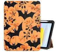Cabreche Compatible with iPad (A16) 11th Generation 11 Inch 2025,10th Generation Case 2022,iPad 10.9 Inch Case Pencil Holder Soft Back Auto Sleep/Wake Cover Women Girls Cute-Orange Bat