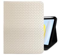 Cabreche Compatible with iPad (A16) 11th Generation 11 Inch 2025,10th Generation Case 2022,iPad 10.9 Inch Case Pencil Holder Soft Back Woven Leather Auto Sleep/Wake Cover Women Girls-Creamy White