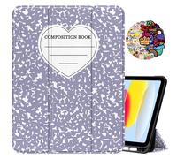 Cabreche Compatible with iPad (A16) 11th Generation 11 Inch 2025,10th Generation Case 2022,iPad 10.9 Inch Case Pencil Holder Auto Sleep/Wake Cover Women Girls Cute Composition Notebook-Purple Heart