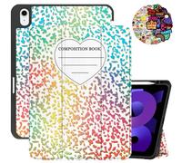 Cabreche Compatible with iPad Air 11 Inch M3 2025,M2 2024 Case Air 5th/4th Generation 2022/2020 10.9 Inch TPU Case Pencil Holder Auto Sleep/Wake Cover Cute Girls Women Composition Notebook-Colorful