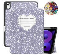 Cabreche Compatible with iPad Air 11 Inch M3 2025,M2 2024 Case Air 5th/4th Generation 2022/2020 10.9 Inch TPU Case with Pencil Holder Auto Sleep/Wake Cover Cute Girls Women Composition Notebook-Purple