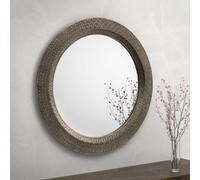 cabrera large round ornate wall mirror in pewter