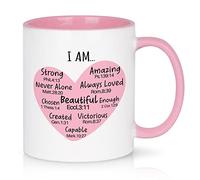Cabtnca Christian I Am Mug With Bible Verse - Inspirational Faith Encouragement Gift for Women - Scripture Coffee Mug, Self Love, Religious, 11Oz