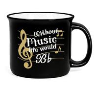 Cabtnca Music Teacher Appreciation Gifts Mugs, Without Music Life Would B Flat Coffee Mugs 15 OZ, Music Teacher Gifts for Friends, Coworkers, Siblings, Dad Mom,Teacher Cup