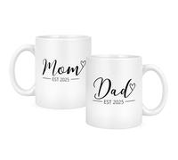 Cabtnca New Mom Dad Gifts, New Parents Gifts for Couples, Mom and Dad Gifts, Mom And Dad Mugs Est 2025, Pregnancy Announcement Gifts for Expecting Parents, First Time Mom Dad Gifts, 11 Oz