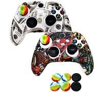 Cabuas 2pcs Silicone Skin Grip Case Cover for Xbox Series X/S Controller, Rubber Protector with Anti-Slip & Scratch Resistant, Multicolor, 6pcs Thumb Joystick Grips