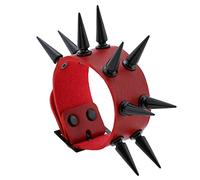 CABULE Black Bracelets For Women Punk Goth Pink PU Leather Bracelets Cuff Bangles Studded Halloween Wristband Party Jewelry