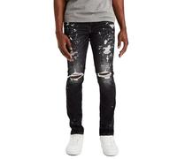 CABULE Fashion splash-ink men's jeans ripped cotton stretch slim fit men's jeans-black-32