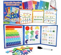 CABVIP Magnetic Fraction Puzzle Set for Kids - Montessori Math Manipulatives, Interactive Fraction Tiles & Circles, 120 Pieces, Wipeable Activity Cards, Portable for Homeschool & Classroom Use