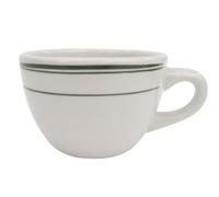 CAC China GS-37 3-3/4-Inch Greenbrier 7-Ounce Green Band Stoneware Short Cup, American White, Box of 36