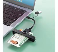 CAC Reader Military USB C CAC Card Reader 2 in 1 Dual Connector DOD Military USB Common Access CAC Fold Smart Card Reader ID CAC Card Reader Compatible with Windows 10/11, Mac OS and Linux