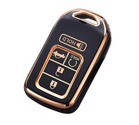 Cacacar for 2016-2022 Honda Key Fob Cover, Premium Soft TPU Full Protection Key Fob Case for Accord Civic CRV Pilot Ridgeline Passport Smart Remote Protector (Size B-Black)