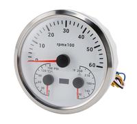 CaCaCook 3 in 1 Multifunction Gauge, Tachometer, Oil Pressure, Water Temperature for Boat RPM Gauge Truck, RV (White Dial Silver Bezel CXA084)