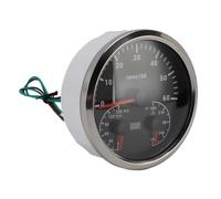 CaCaCook 3 in 1 Multifunction Gauge, Tachometer, Oil Pressure, Water Temperature for Boat RPM Gauge Truck, RV (Black Dial Silver Bezel CXA083)