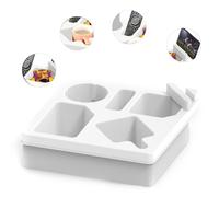 CaCaCook Couch Cup Holder Tray with Rotatable Phone Holder for Bed Car Organizer Anti Spill Sofa Cup for Snacks Beverage Remote (White)