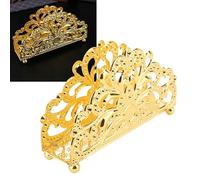 CaCaCook Gold Iron Art Standing Napkin Holder, Desk Napkin Organizer Stand for Home, Hotel and Restaurant Dining Tables (Flower Pattern)