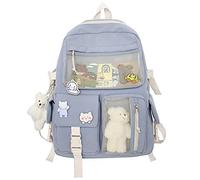 CaCaCook Kawaii School Backpack Cute Casual Daypack Rucksack Nylon Women Backpack for Teen Girls School Bag Student Bookbag Laptop Backpack Travel Bag, Blue