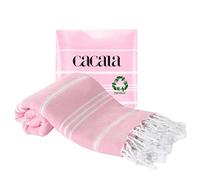 Cacala 100% Turkish Cotton Kitchen Tea Towels, Highly Absorbent Luxury Soft Quick Drying Dish Towel with Hanging Loop for Gym, Yoga, Bath, Sports, Cleaning and Kitchen (23 x 36), Sugar Pink