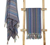 Cacala Colorful Series Turkish Bath Towels - Traditional Peshtemal Design for Bathrooms, Beach, Sauna - 100% Natural Cotton, Ultra-Soft, Fast-Drying (Dark Blue)