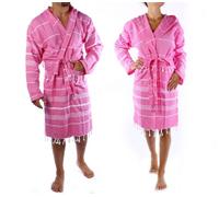 Cacala Hooded Bathrobe Pestemal Fabric 100% Turkish Cotton Kimono Unisex(TM) TM Pink