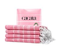 Cacala Pure Series - Set of 4 Turkish Hand & Face Towels - Traditional Peshkir & Peshtemal for Bathroom, Kitchen and Baby Care - 100% Natural Cotton, Ultra-Soft, Fast-Drying (Pink)