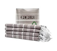 Cacala Pure Series - Set of 4 Turkish Hand & Face Towels - Traditional Peshkir & Peshtemal for Bathroom, Kitchen and Baby Care - 100% Natural Cotton, Ultra-Soft, Fast-Drying (Lightbrown)
