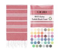 Cacala Turkish beach towel quick dry and lightweight Best for bath, gym, yoga, swimming and camping,Red,37" x 70"
