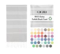 Cacala Turkish beach towel quick dry and lightweight Best for bath, gym, yoga, swimming and camping, Silver Grey, 37" x 70"