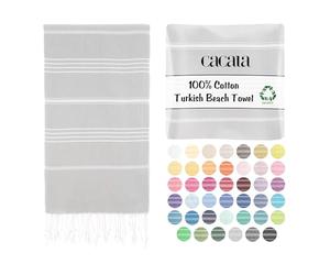Cacala Turkish beach towel quick dry and lightweight Best for bath, gym, yoga, swimming and camping, Silver Grey, 37" x 70"
