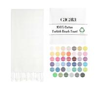 Cacala Turkish beach towel quick dry and lightweight Best for bath, gym, yoga, swimming and camping, White, 37" x 70"