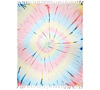 Cacala Turkish Throw Blanket Multipurpose Bed or Couch, Table Cover or Picnic Mat, Farmhouse, Yoga, Beach, Oversized Large Beach Throw XL Helezon Tie Dye 100% Pure Cotton 59 x 78 (Multi)
