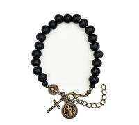 CACALOSS 0.31In Catholic Prayer Pocket Rosary St. Benedict Medal Black Cross Rosary Bracelet Car Hanging