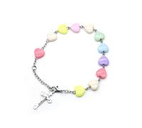CACALOSS 0.39In Catholic Rosary Bracelet Prayer Beads with Crucifix Lobster clasp Baptism Communion Gifts Keychain & Car Mirror Hanging (Multicolor)