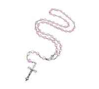 CACALOSS Catholic 0.31In Pink Love Cross Necklace Jesus Baptism Prayer Meditation Eucharist Gift