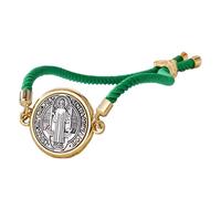 CACALOSS Catholic Bracelets St. Benedict Bracelet green Rope Double Hole Pendant Couple Woven Bracelets Adjustable Black Bracelet (green)