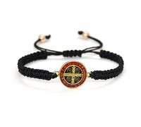 CACALOSS Catholic Rosary Handmade St Benedict Bracelet Adjustable Rosary Bracelet (Red), 6.3-8.66inch, 树脂, no gemstone