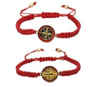 CACALOSS Catholic Rosary Handmade St Benedict Bracelet Adjustable Rosary Bracelet (Red), 6.3-8.66inch, Resin, no gemstone