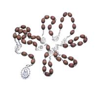 CACALOSS Maria Seven Bitter Rose Rosary Bitter Rose Rosary Necklace Wooden Beads with Cross Rose Rosary (Dark Brown), Zinc, No Gemstone