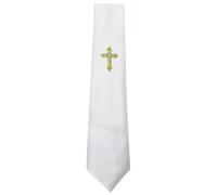 Cachet Kids White Communion Tie With a Gold Cross & Silver Chalice