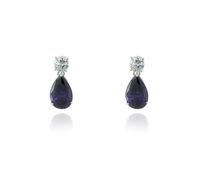 Cachet Silver Tone Purple CZ Drop Earrings - J74185