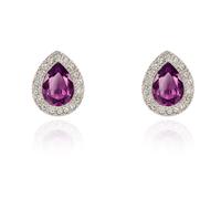 Cachet Silver Tone Talma Purple Cry Teardrop Stud Earrings - J74223