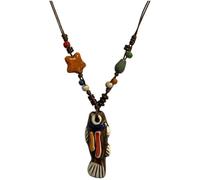 CaChnTyche 2025 Trendy Native American Ceramic Fish Pendant Necklacs,Y Shape Colorful Bohemian Long Statement Boho Ethnic Hippie Accessories Funky Fshion Necklace, Ceramic&Porcelain&Metal, ceramic