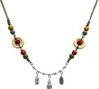 CaChnTyche Bohemian Pendant Necklaces for Women,Ceramic Beaded Adjustable Colorful Long Strand Native American Jewelry Silver Butterfly Moon Hanging Decoration Chic Fashion Boho Funky Jewelry 2025