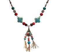 CaChnTyche Bohemian Tassel Beaded Necklaces for Women,Vintage Native American Long Necklace Fashion Trendy Hippie Accessories Statement Funky Handmade Multicolor Boho Jewelry for Ladies Casual Party