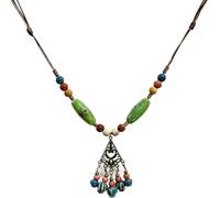CaChnTyche Bohemian Tassel Beaded Necklaces for Women,Vintage Native American Long Necklace Fashion Trendy Hippie Accessories Statement Funky Handmade Multicolor Boho Jewelry for Ladies Casual Party