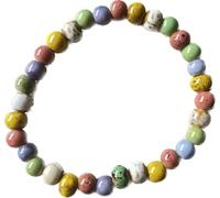 CaChnTyche Colorful Beaded Bracelets for Women Dressy Casual,5mm (0.197") Round Ceramic Multicolor Bohemian Funky Native American Jewelry for Ladies Fashion Trendy Vintage Elastic Hippie Accessories